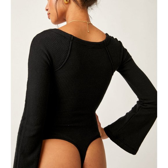 FREE PEOPLE On A Cloud Bodysuit / Black - Picture 5 of 11